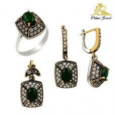 Gümüş Otantik Taşlı Set